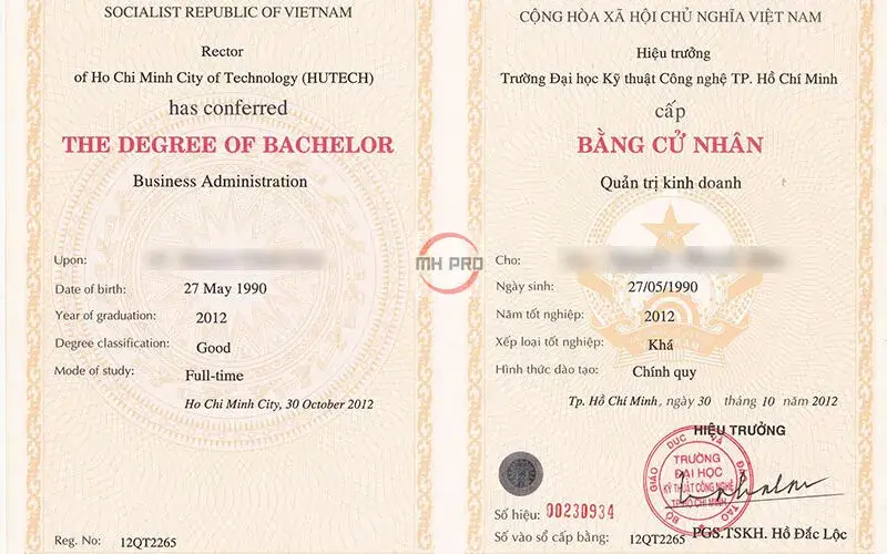 Bằng cao đẳng mẫu 2012